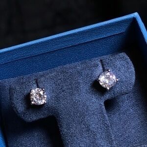 2.55ctw Cubic Zirconia Stud Earrings Rhodium Brass